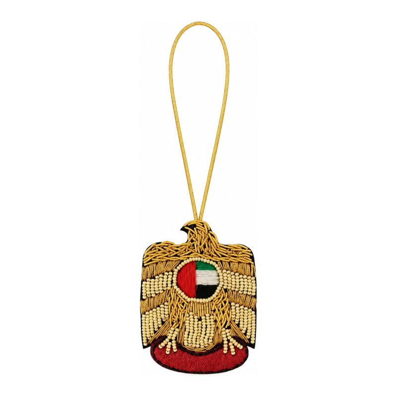 UAE Emblem Charm in gold beadwork with UAE flag detail