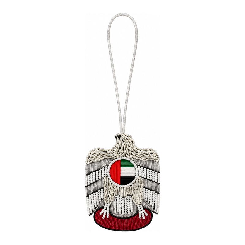 UAE Emblem Charm in silver beadwork with UAE flag detail